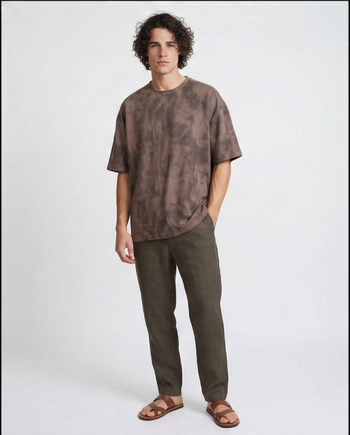 R208962 - Oversized Jacquard T-Shirt - Dark Brown