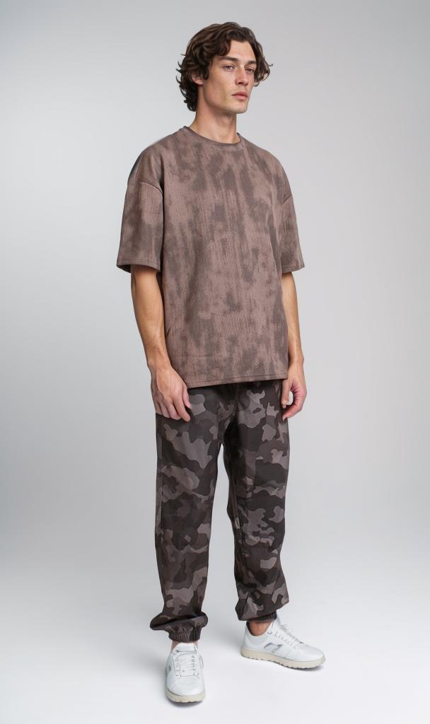 R208962 - Oversized Jacquard T-Shirt - Dark Brown