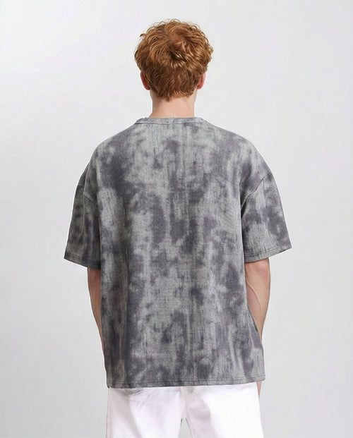R208963 - Tie Dye Casual Cotton Tee - Grey