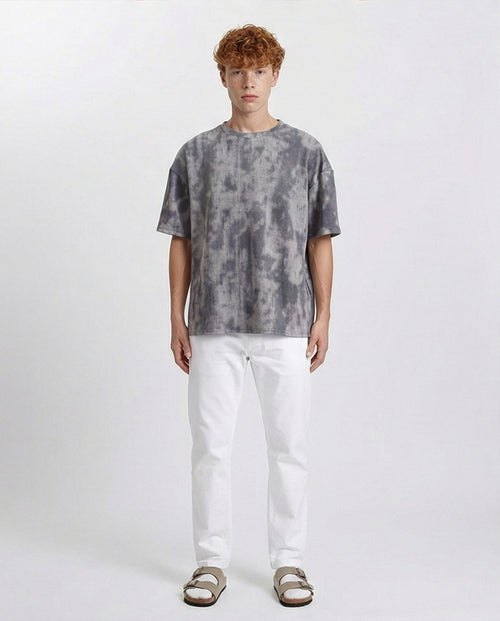 R208963 - Tie Dye Casual Cotton Tee - Grey