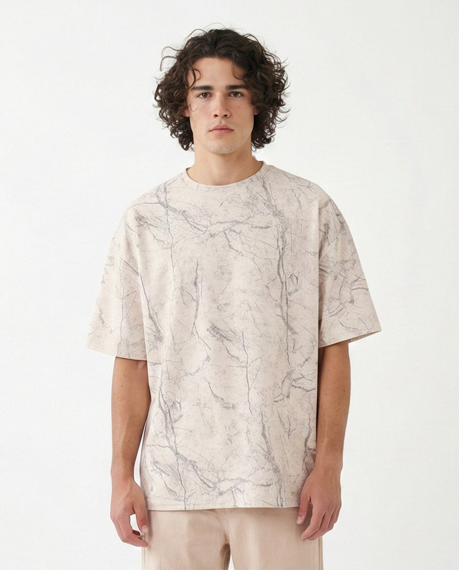 Waffle Textured Oversized T-Shirt - Off-White