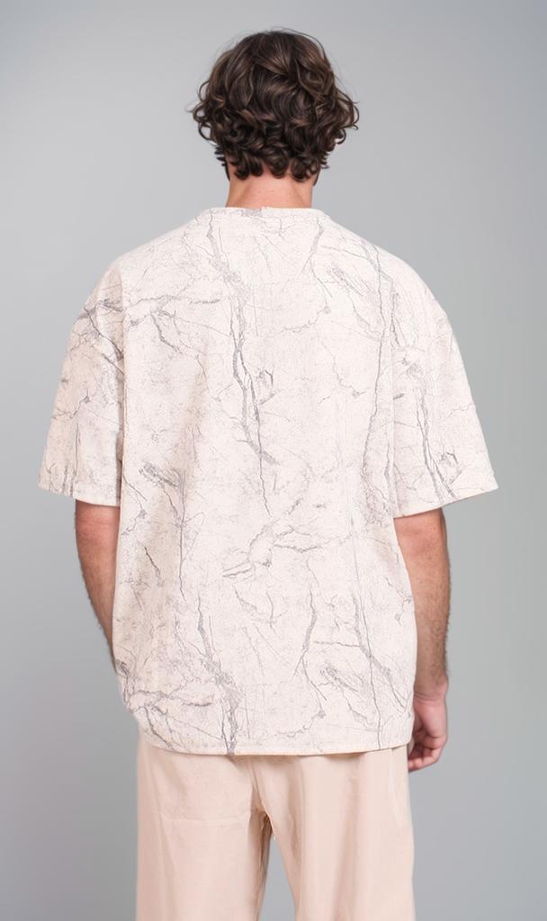 R208965 - Waffle Textured Oversized T-Shirt - Off-White