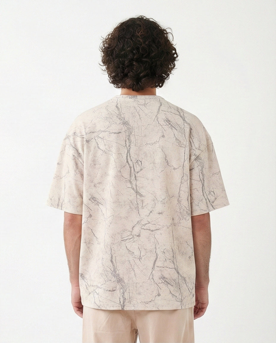 R208965 - Waffle Textured Oversized T-Shirt - Off-White