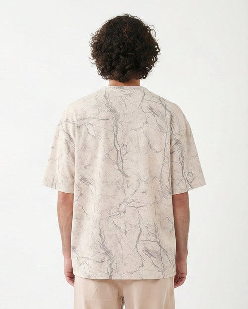 R208965 - Waffle Textured Oversized T-Shirt - Off-White