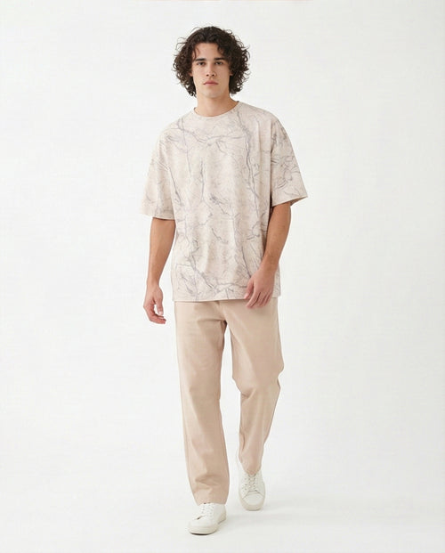 R208965 - Waffle Textured Oversized T-Shirt - Off-White