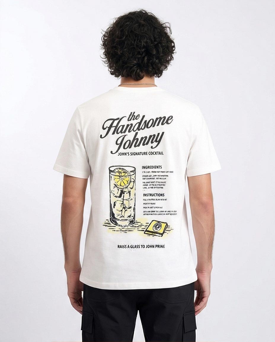 Ravin × John Prine "The Handsome Johnny" Signature Cocktail Graphic Tee - White - R208966