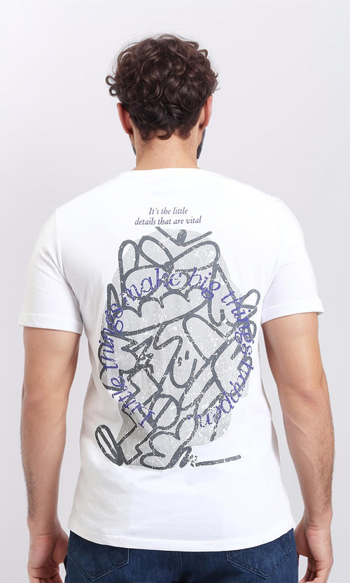 R208969 - Round Neck Short Sleeves Printed Tee - White