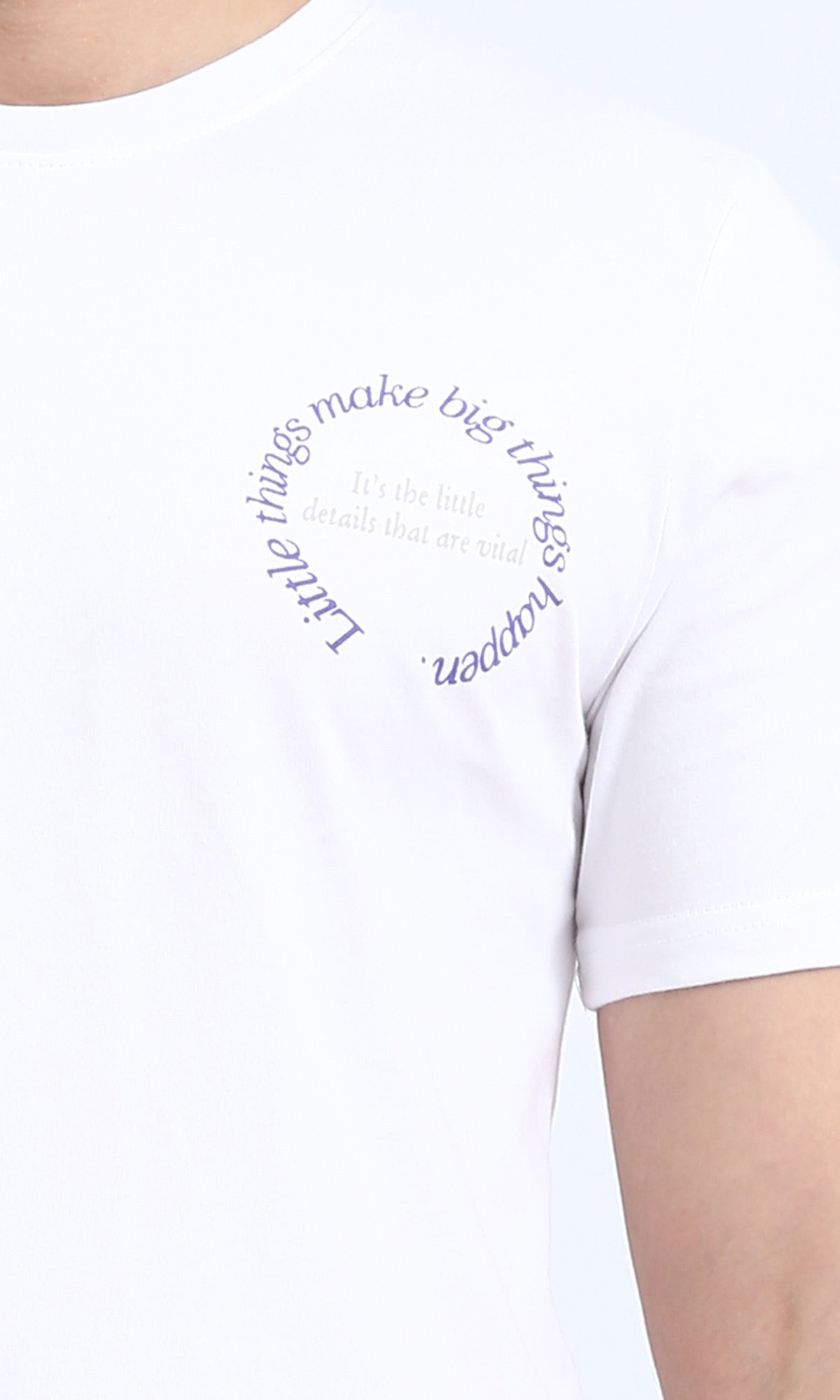 R208969 - Round Neck Short Sleeves Printed Tee - White