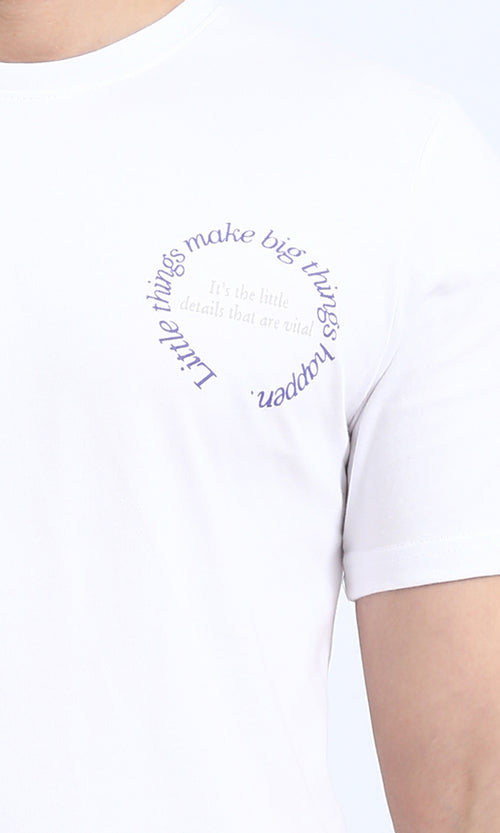 R208969 - Round Neck Short Sleeves Printed Tee - White