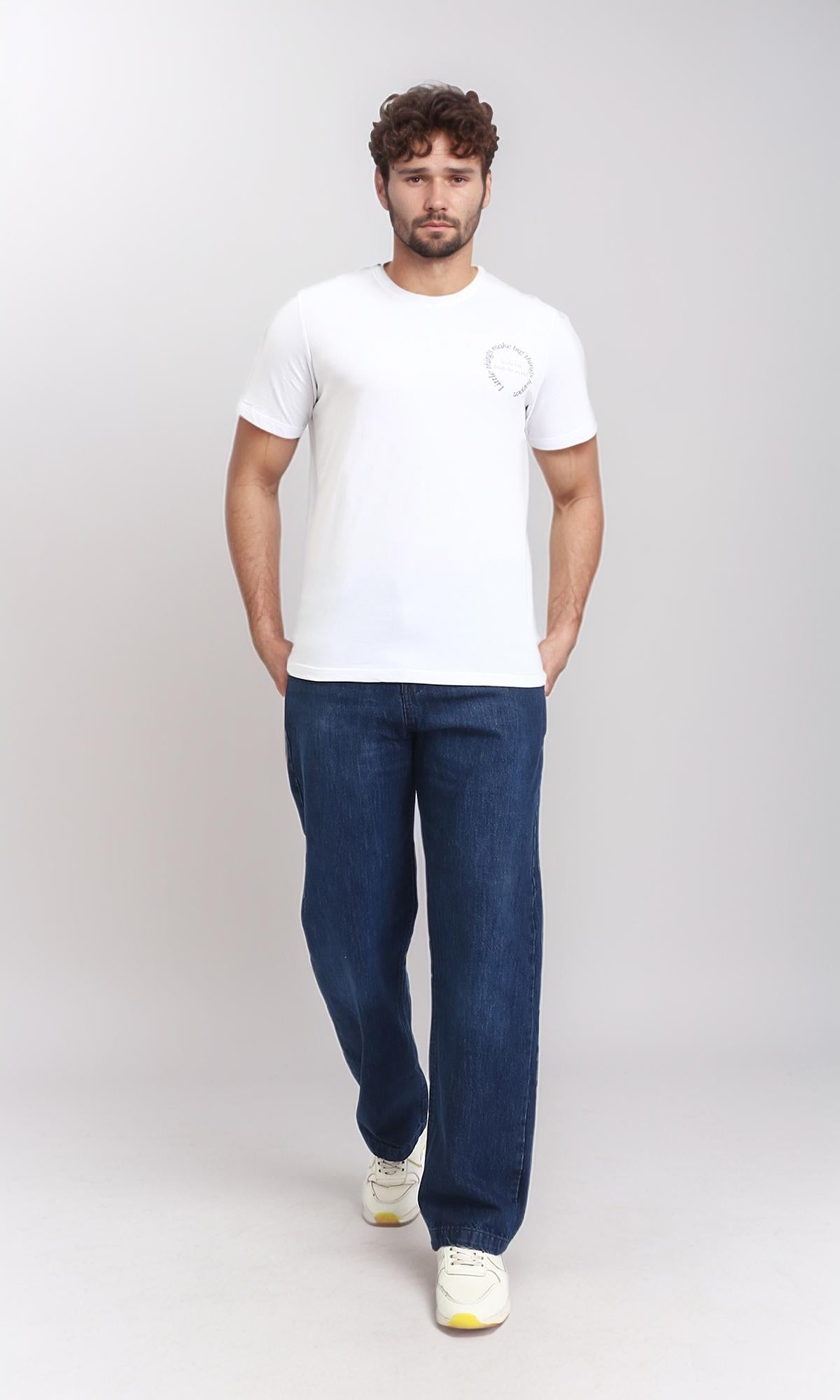 R208969 - Round Neck Short Sleeves Printed Tee - White