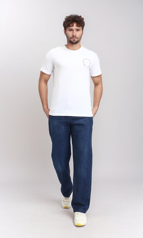 R208969 - Round Neck Short Sleeves Printed Tee - White
