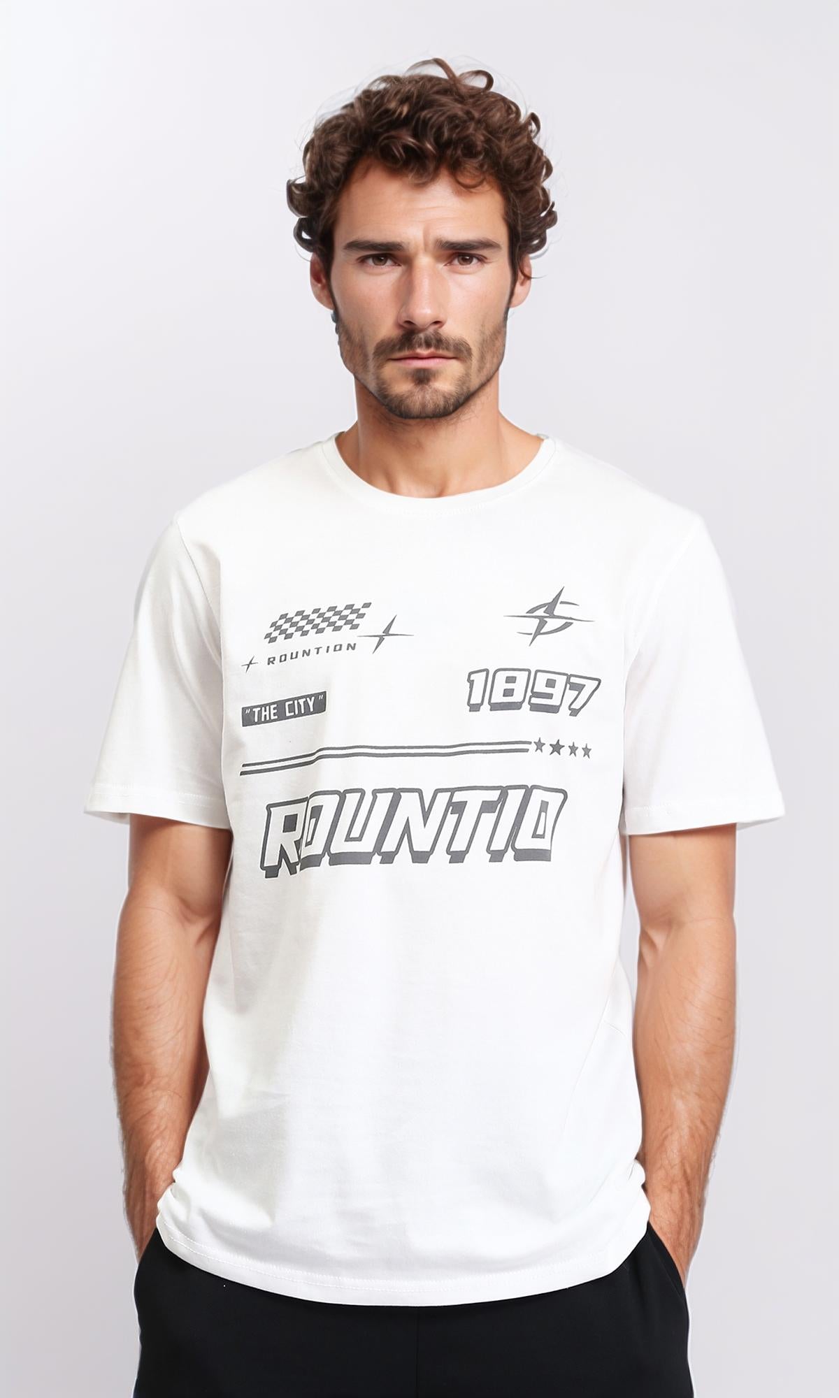 Cotton Printed Slip On Tee - Cream