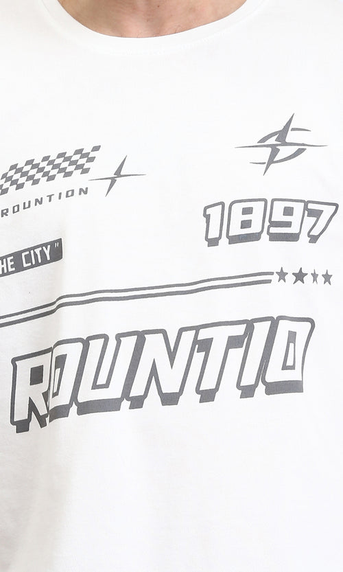 R208970 - Cotton Printed Slip On Tee - Cream