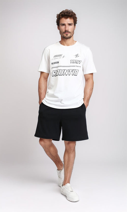 R208970 - Cotton Printed Slip On Tee - Cream