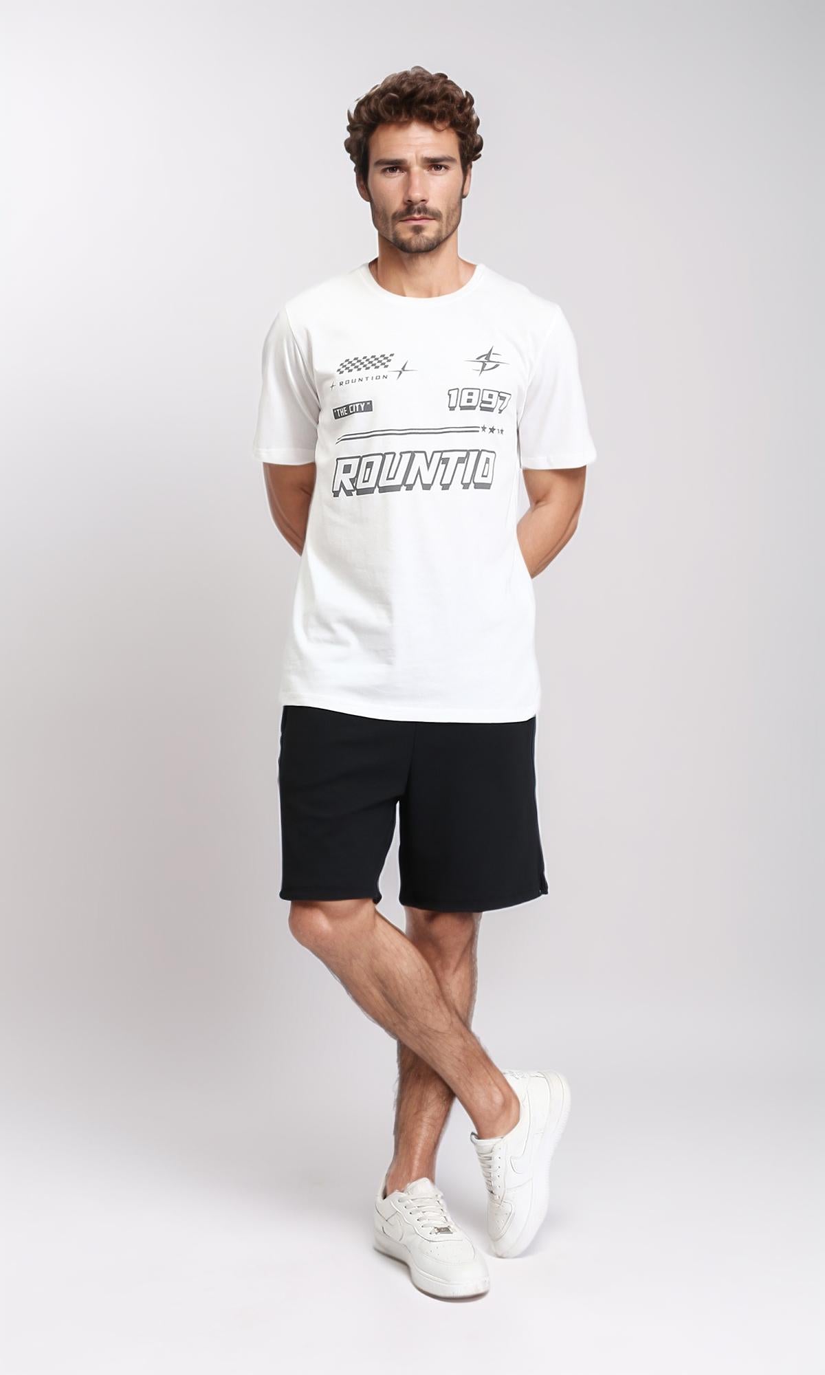 R208970 - Cotton Printed Slip On Tee - Cream