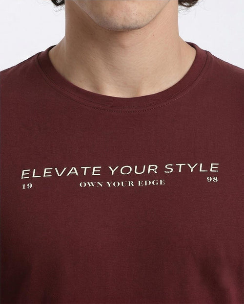 Ravin Men's "Elevate Your Style" Rose Print Crewneck T-Shirt – Burgundy - R208972