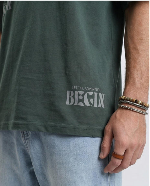 Ravin "The Adventure" Oversized Pine Green Graphic T-Shirt – Single Jersey - R208975