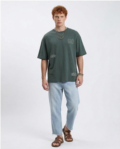 Ravin "The Adventure" Oversized Pine Green Graphic T-Shirt – Single Jersey - R208975