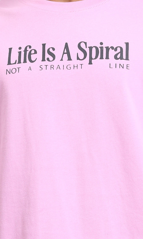 R208980 - Slip On Printed Cotton Tee - Pink