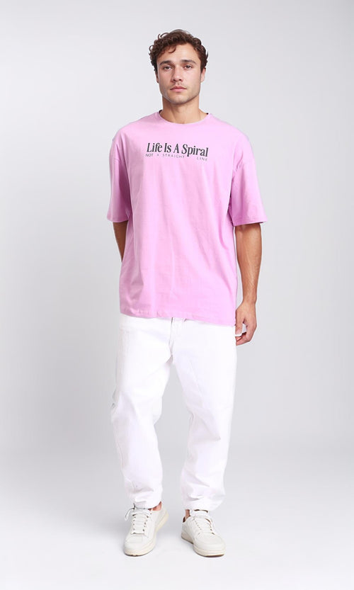 R208980 - Slip On Printed Cotton Tee - Pink