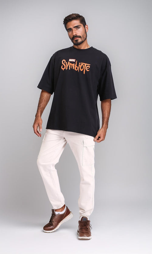 R208985-"Symbiote" Loose Cotton Tee - Black