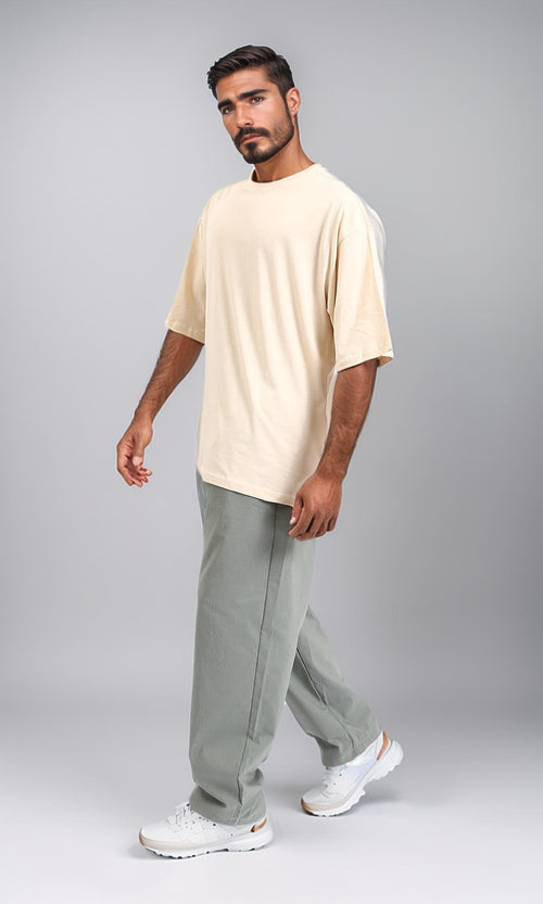 R209085 - Solid Loose Fit Slip On Tee - Beige