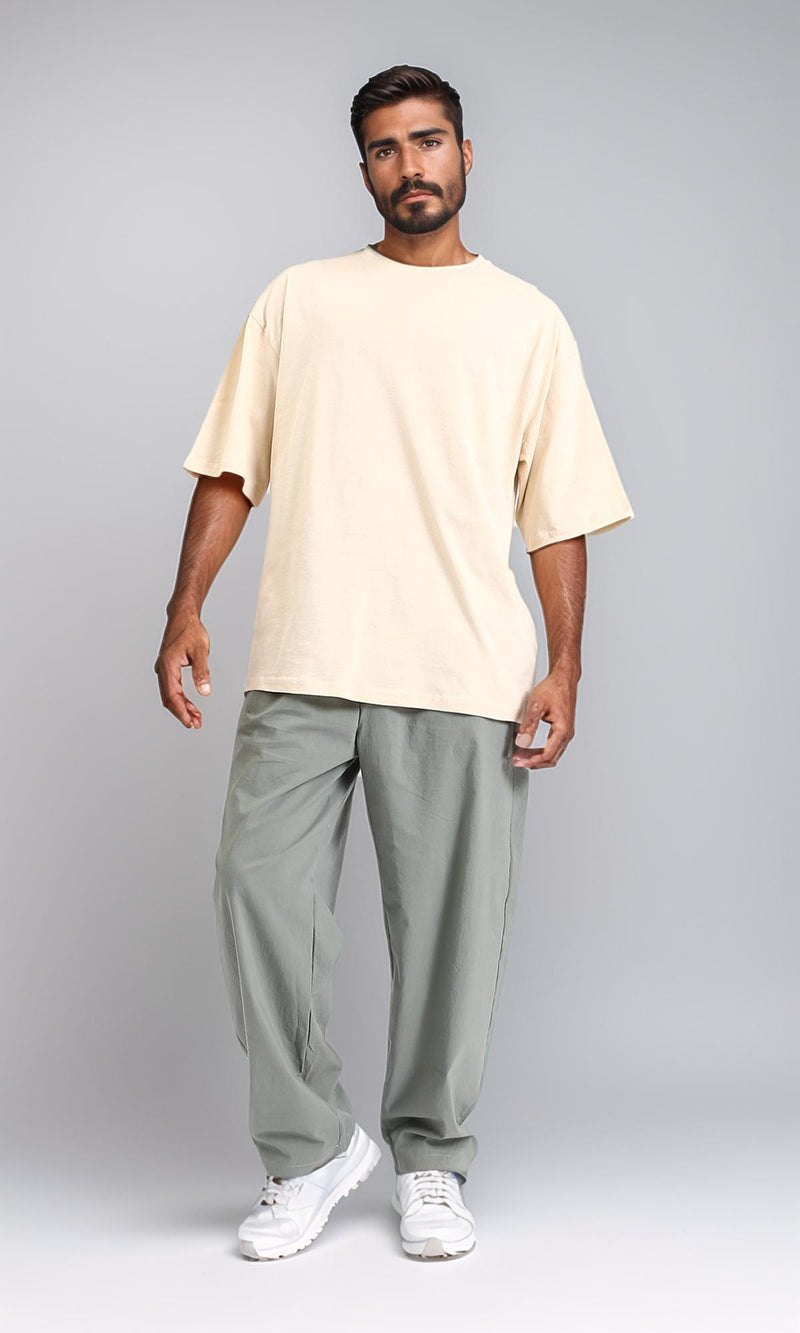 R209085 - Solid Loose Fit Slip On Tee - Beige