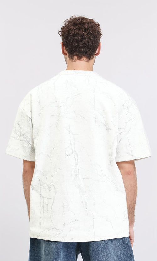 R209089 - Relaxed Fit Summer Marble Tee - White & Grey