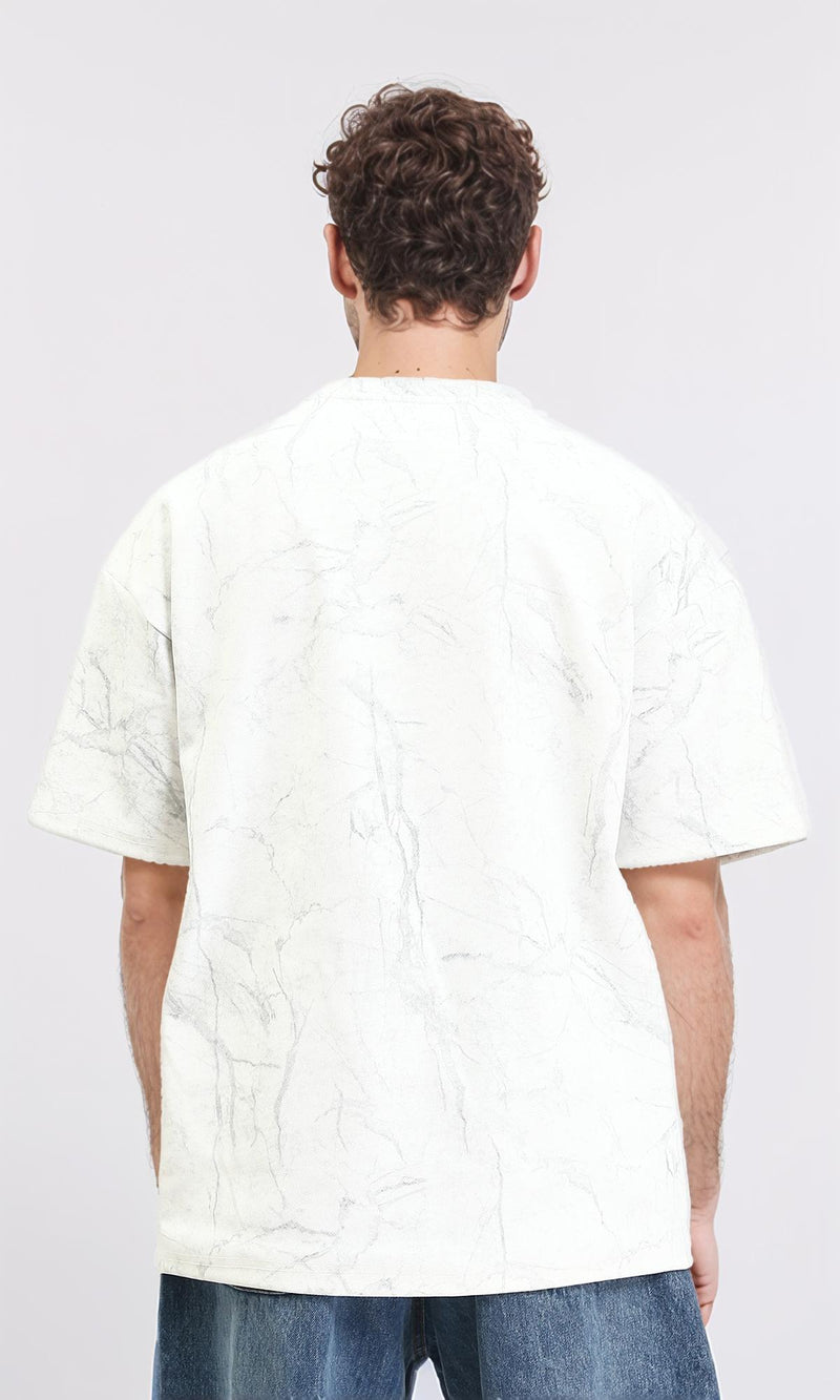 R209089 - Relaxed Fit Summer Marble Tee - White & Grey