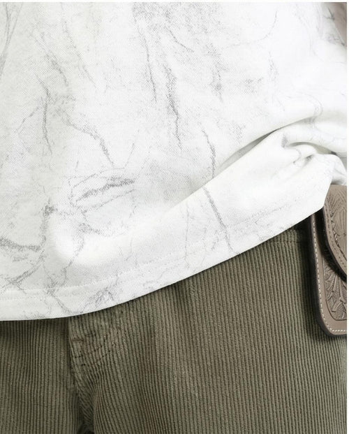 Ravin Marble-Print Oversized Boxy T-Shirt – White/Grey - White & Grey - R209089