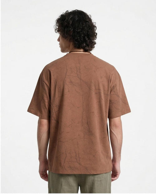 Ravin | Men’s Earth-Tone Marble Oversized T-Shirt - Brown - R209090