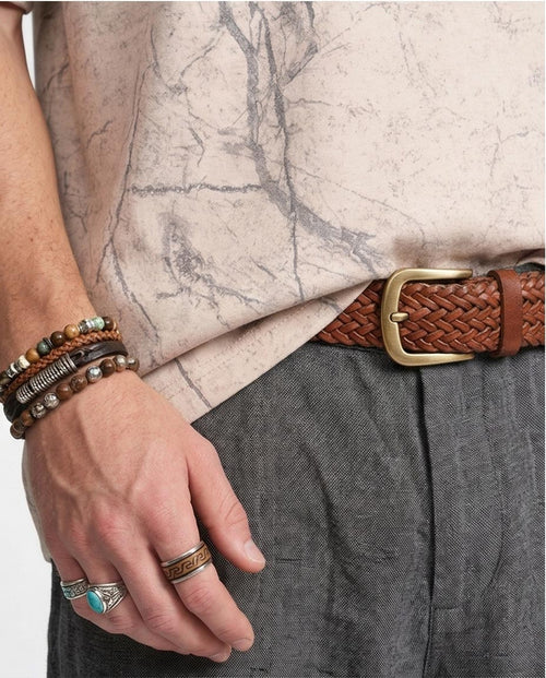 Ravin Men’s Oversized Marble Print T-Shirt – Stone & Grey Cracked Vein - R209091