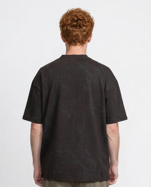 Ravin Marble-Print Oversized T-Shirt - Black - R209092