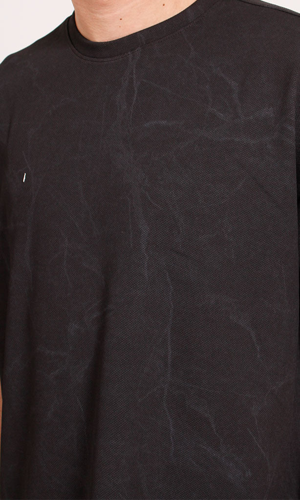 R209092 - Waffle Textured Oversized T-Shirt - Black