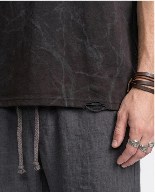 Ravin Marble-Print Oversized T-Shirt - Black - R209092