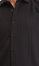 R209101 - Self Textured Long Sleeves Summer Shirt - Black