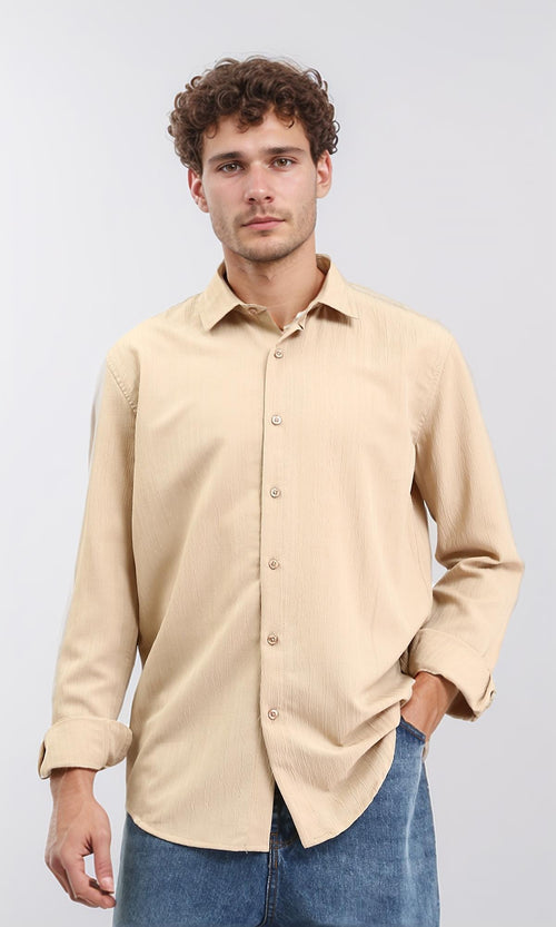R209104 - Buttons Down Textured Shirt - Sand