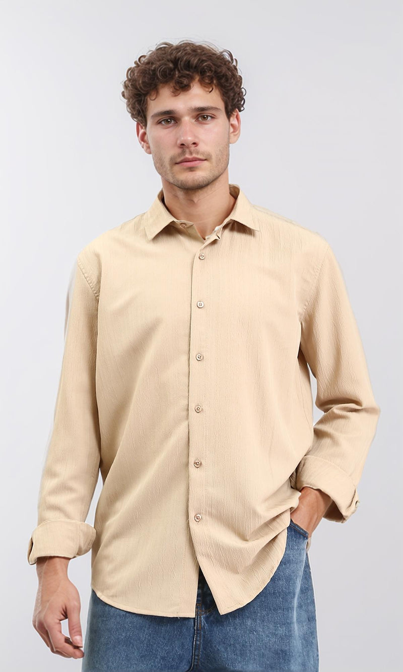 R209104 - Buttons Down Textured Shirt - Sand