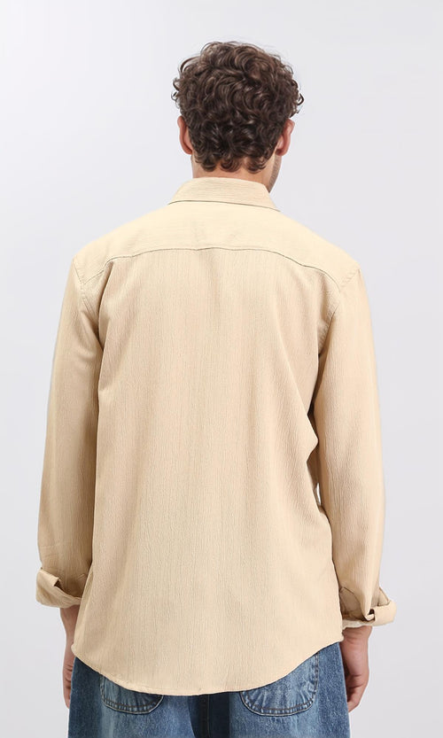 R209104 - Buttons Down Textured Shirt - Sand
