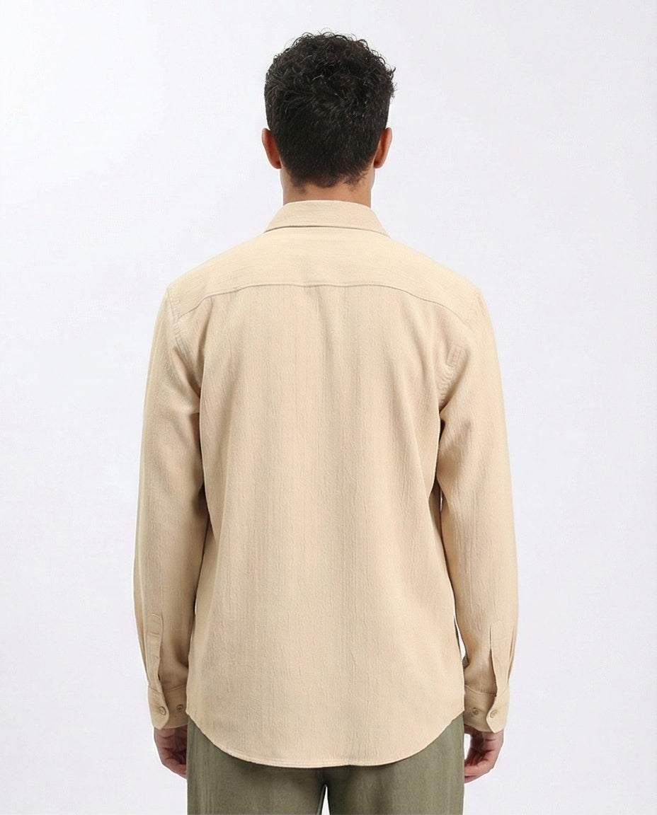 R209104 - Buttons Down Textured Shirt - Sand