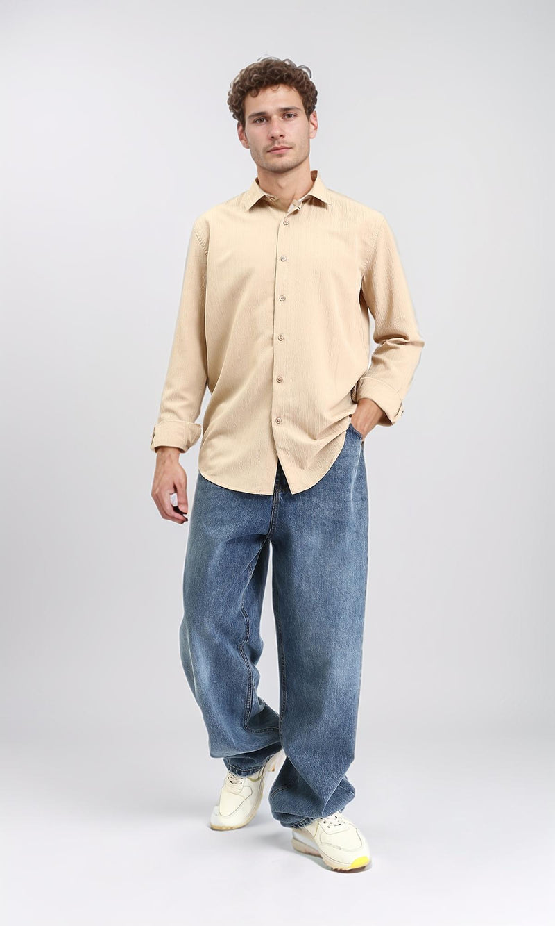 R209104 - Buttons Down Textured Shirt - Sand