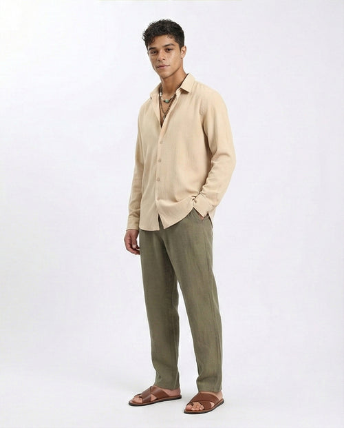 R209104 - Buttons Down Textured Shirt - Sand