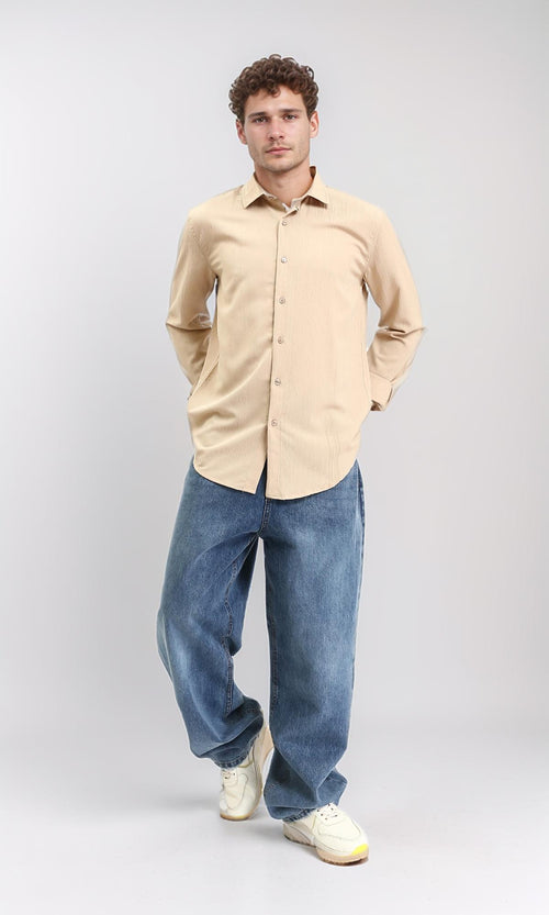 R209104 - Buttons Down Textured Shirt - Sand