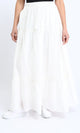 R209107 - Self Pattern Slip On Maxi Skirt - White