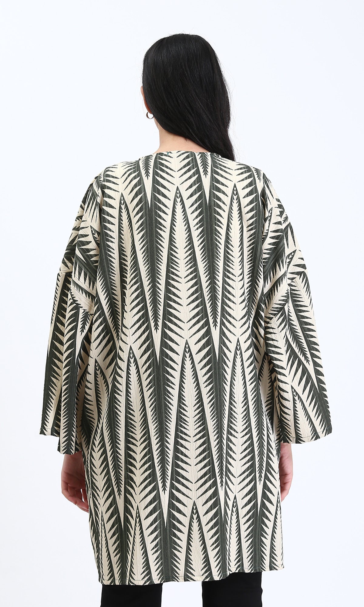 R209112 - Open Neckline Summer Cardigan - Dark Olive & Beige