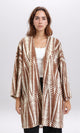 R209113 - Open Neckline Summer Cardigan - Brown & Beige