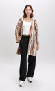 R209113 - Open Neckline Summer Cardigan - Brown & Beige