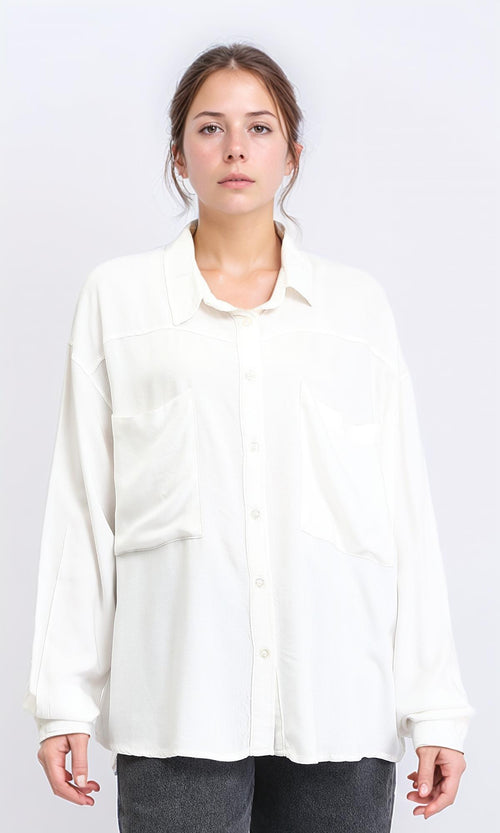 R209115 - Solid shirt with Patched Pockets - Off-White