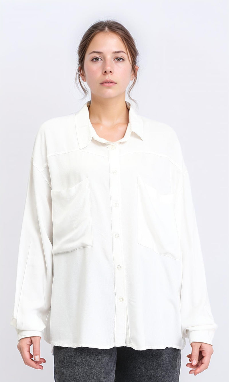 R209115 - Solid shirt with Patched Pockets - Off-White
