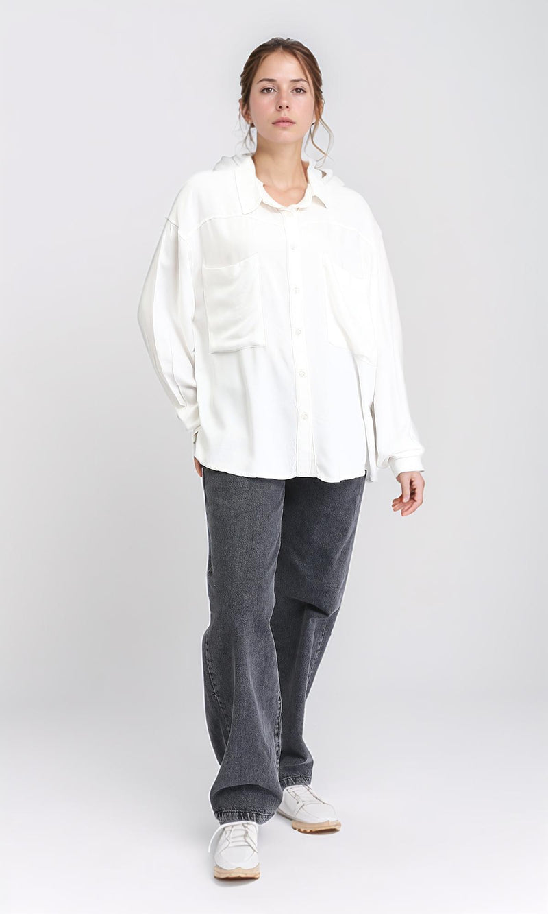 R209115 - Solid shirt with Patched Pockets - Off-White